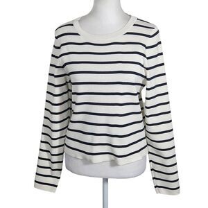 Happily Grey Black and White Striped Knit Top Size XL Striped Cropped Top
